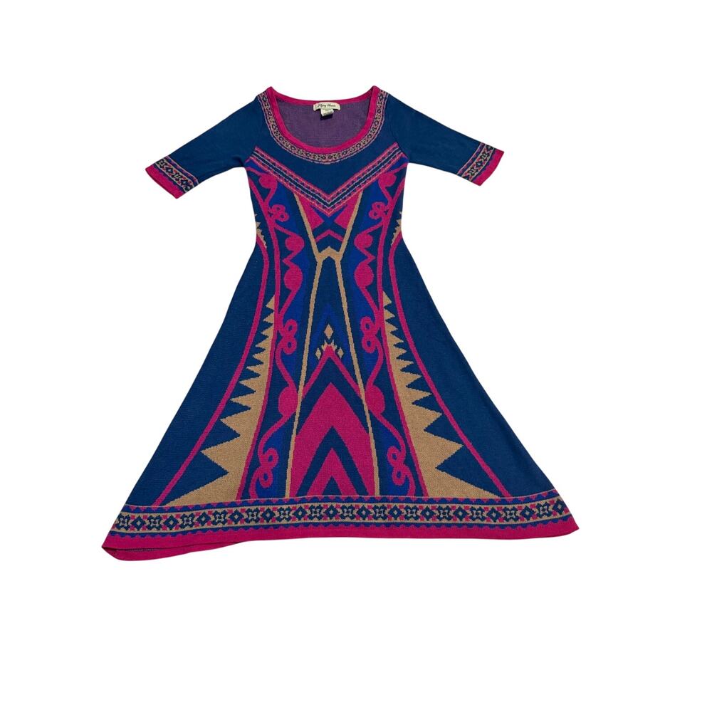 Flying Tomato Dress Aline Vibrant Color Geometric Sweater Stretch Boho S